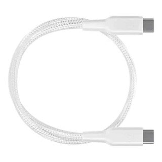 Powerology PCAB008-WH Braided Cable with USB-C To USB-C Data Transfer and Fast Charging 30cm