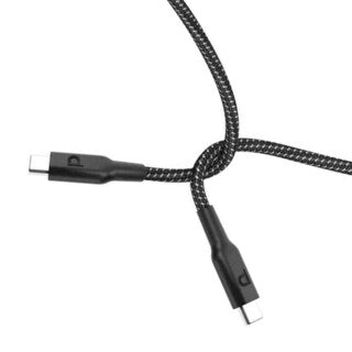 Powerology PCAB008-WH Braided Cable with USB-C To USB-C Data Transfer and Fast Charging 30cm